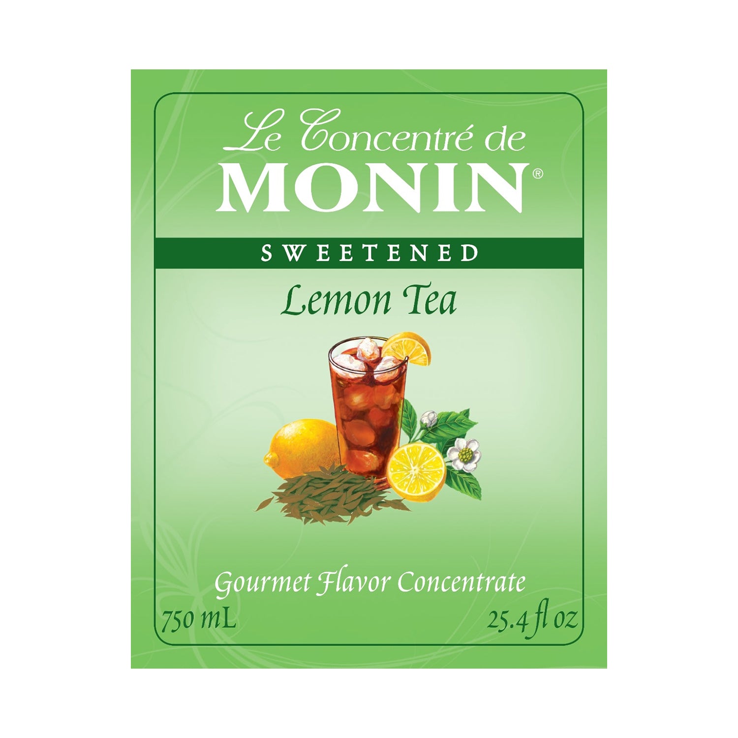Monin Lemon Tea Concentrate Syrup brand label