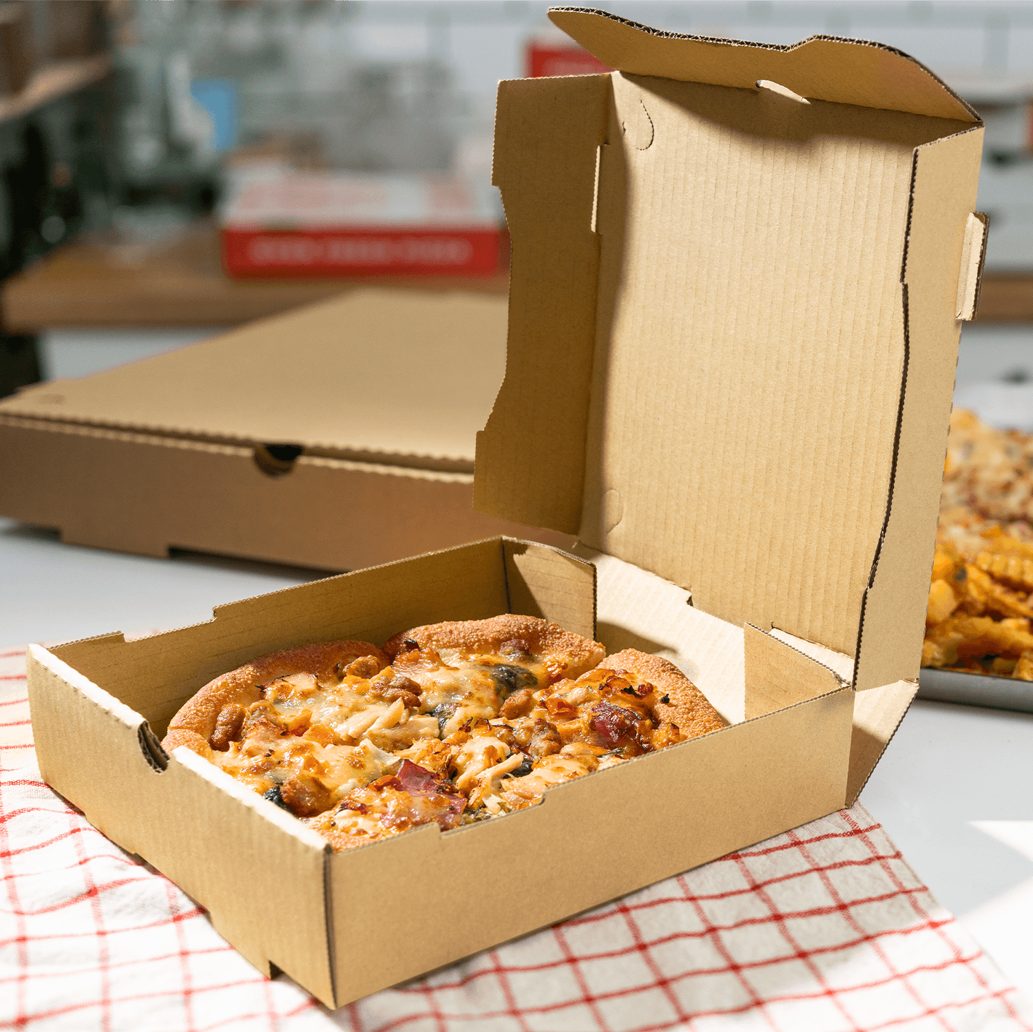 Karat Corrugated Pizza Box, 8''x8''x2'', Kraft - 50 pcs