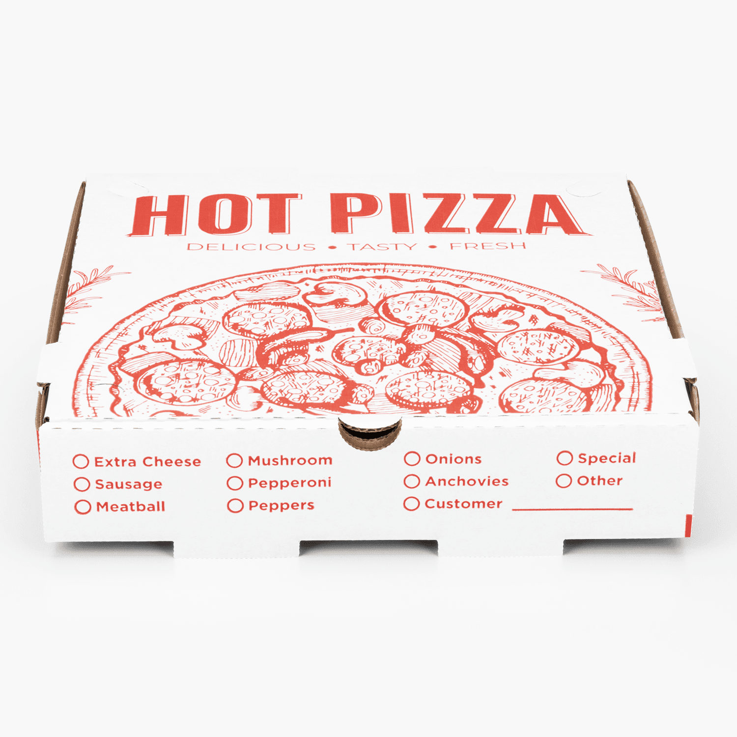 Karat Corrugated Pizza Box, 10''x10''x2'', Generic Print - 50 pcs