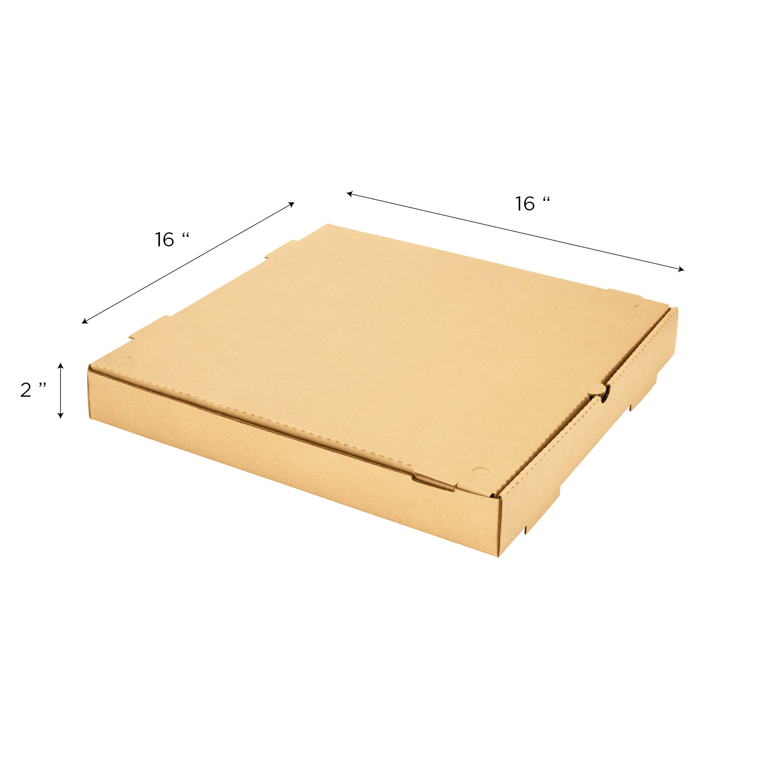 Karat Corrugated Pizza Box, 16''x16''x2'', Kraft - 50 pcs