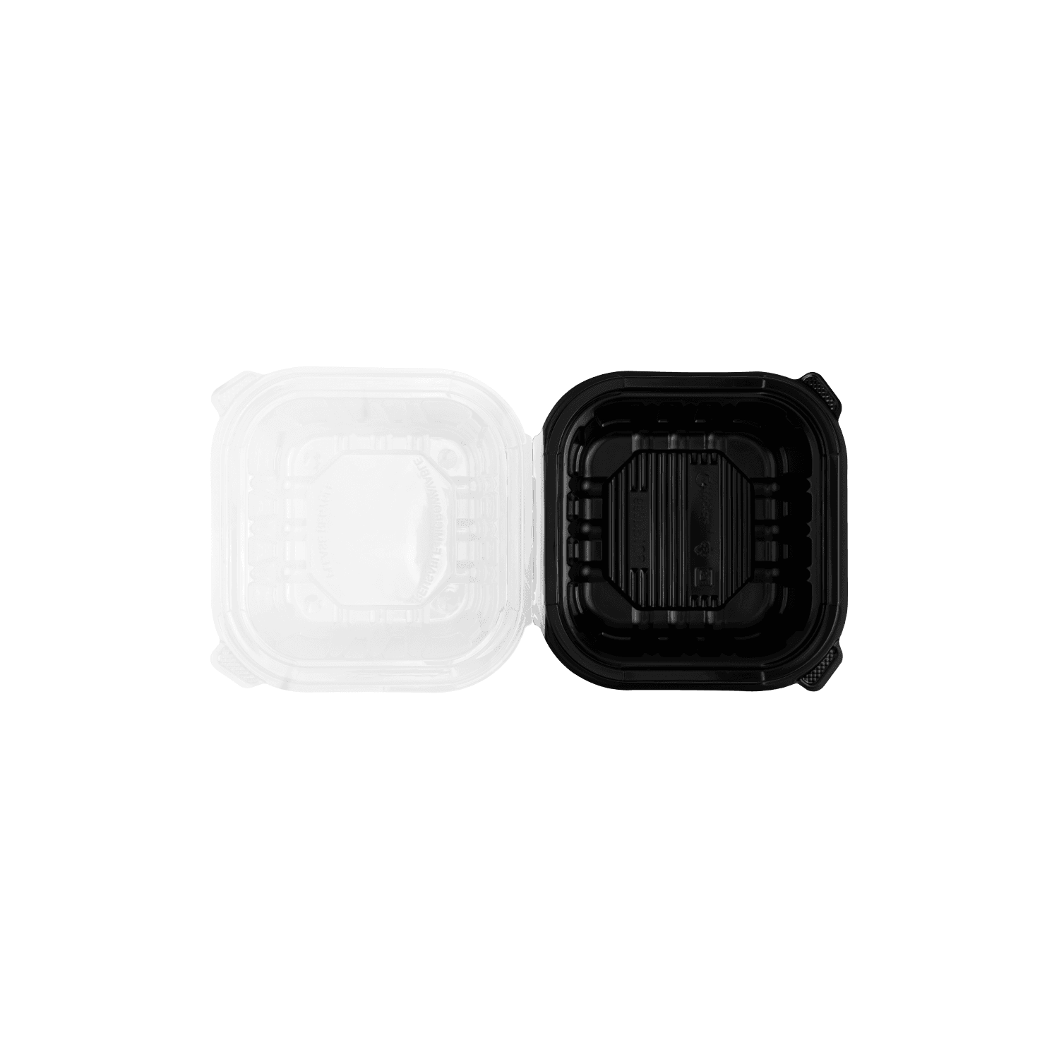 Karat 6"x 6" Premium PP Hinged Container open from above