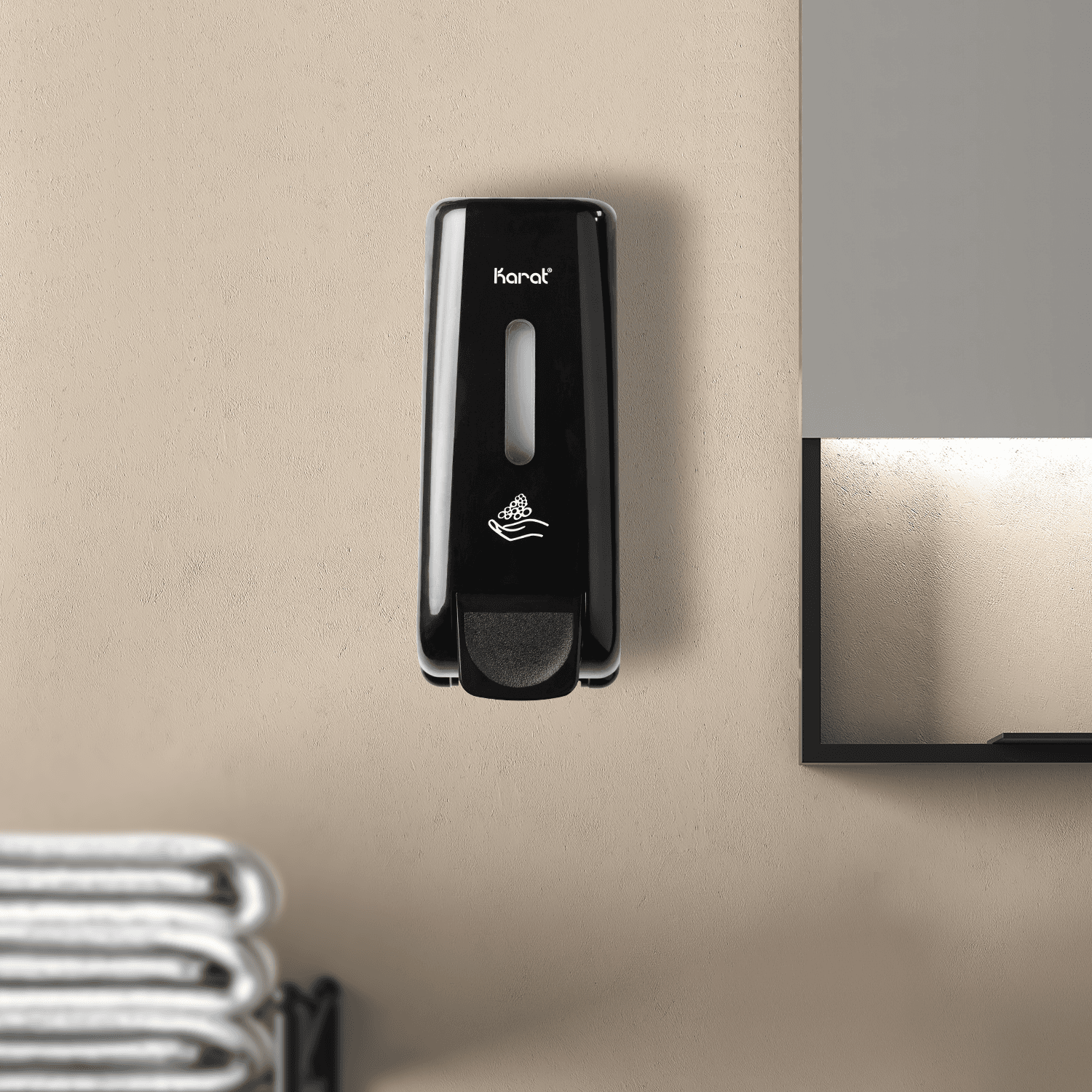 Karat 13.5oz Foaming Hand Soap Refillable Dispenser, Stand/Wall Mount, Black  - 1 unit