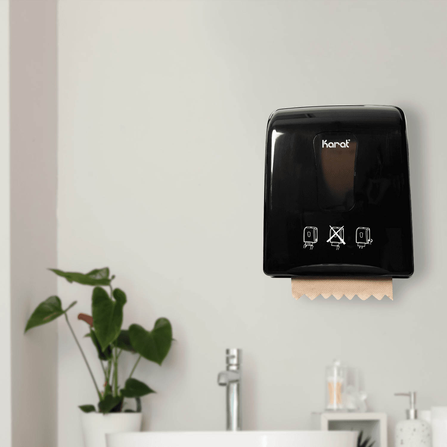 Karat Auto-Cut Roll Towel Dispenser, Black - 1 unit