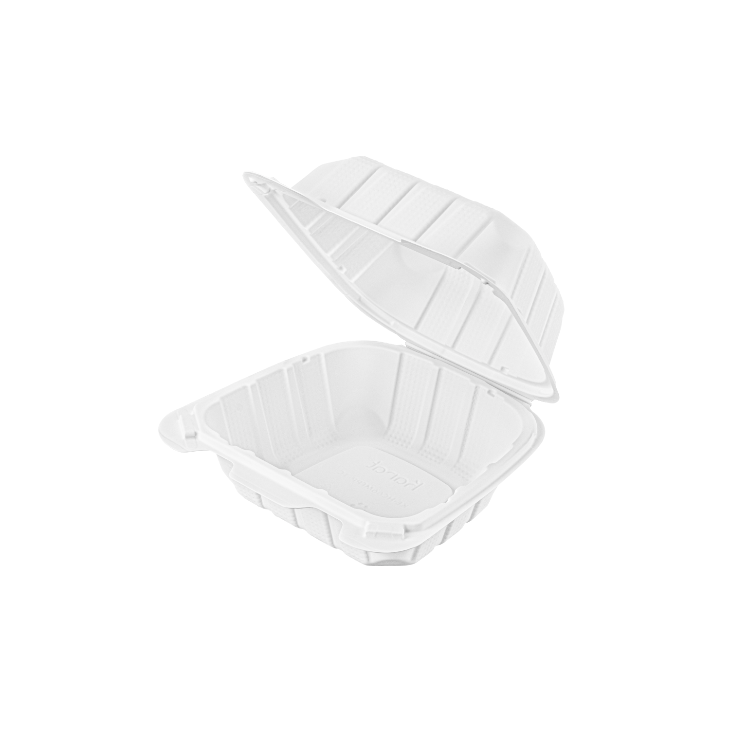 Karat Earth 6" x 6" Mineral Filled PP Hinged Container, White - 400 pcs