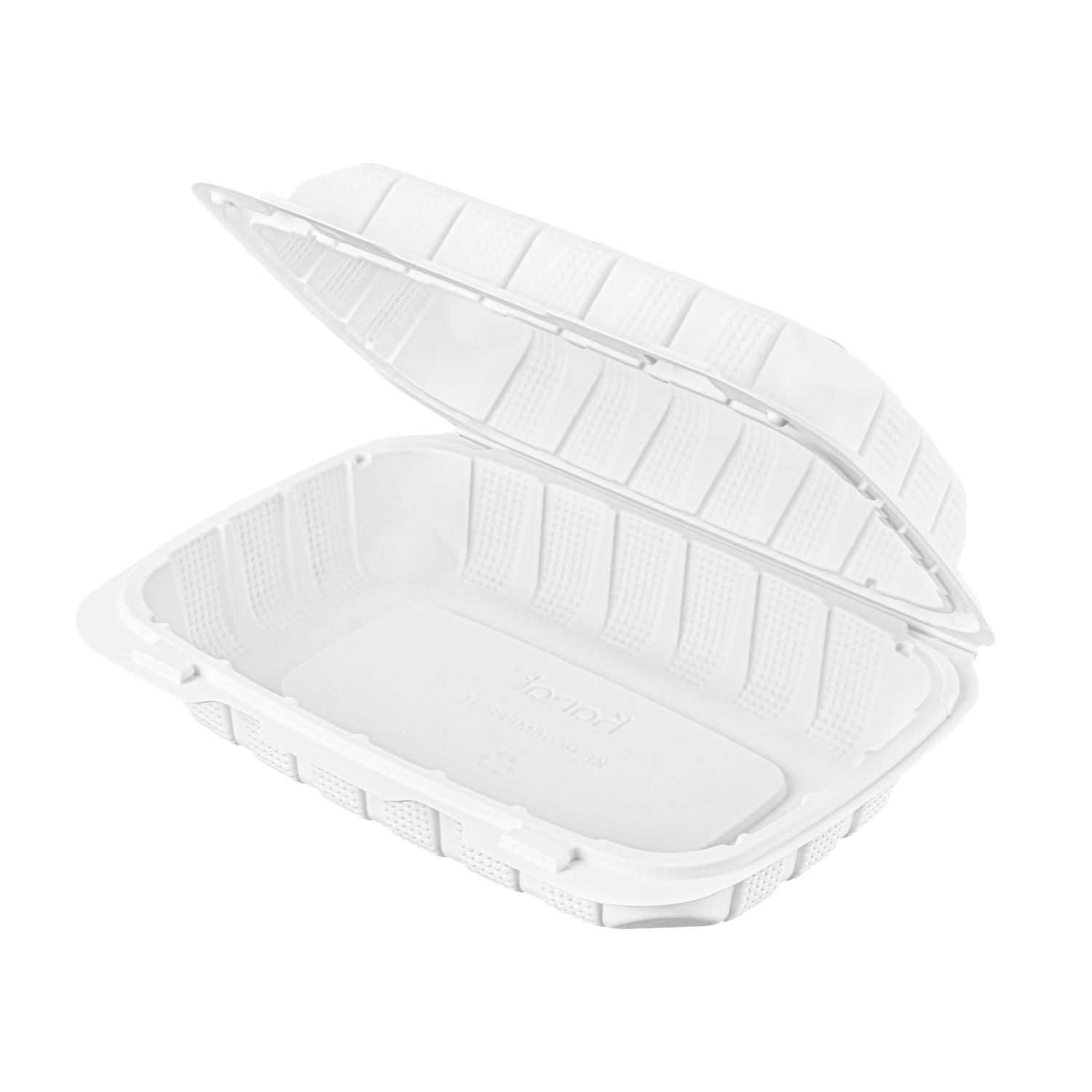 Karat Earth 9" x 6" Mineral Filled PP Hinged Container, White - 250 pcs