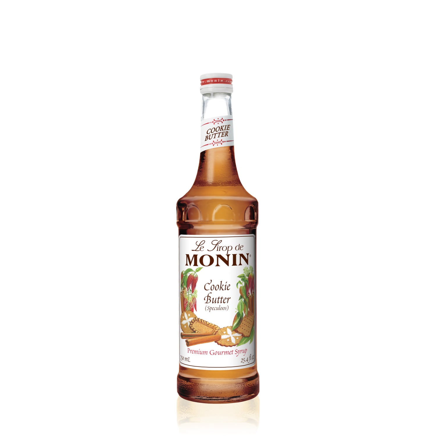 Monin Cookie Butter Syrup in clear 750 mL bottle