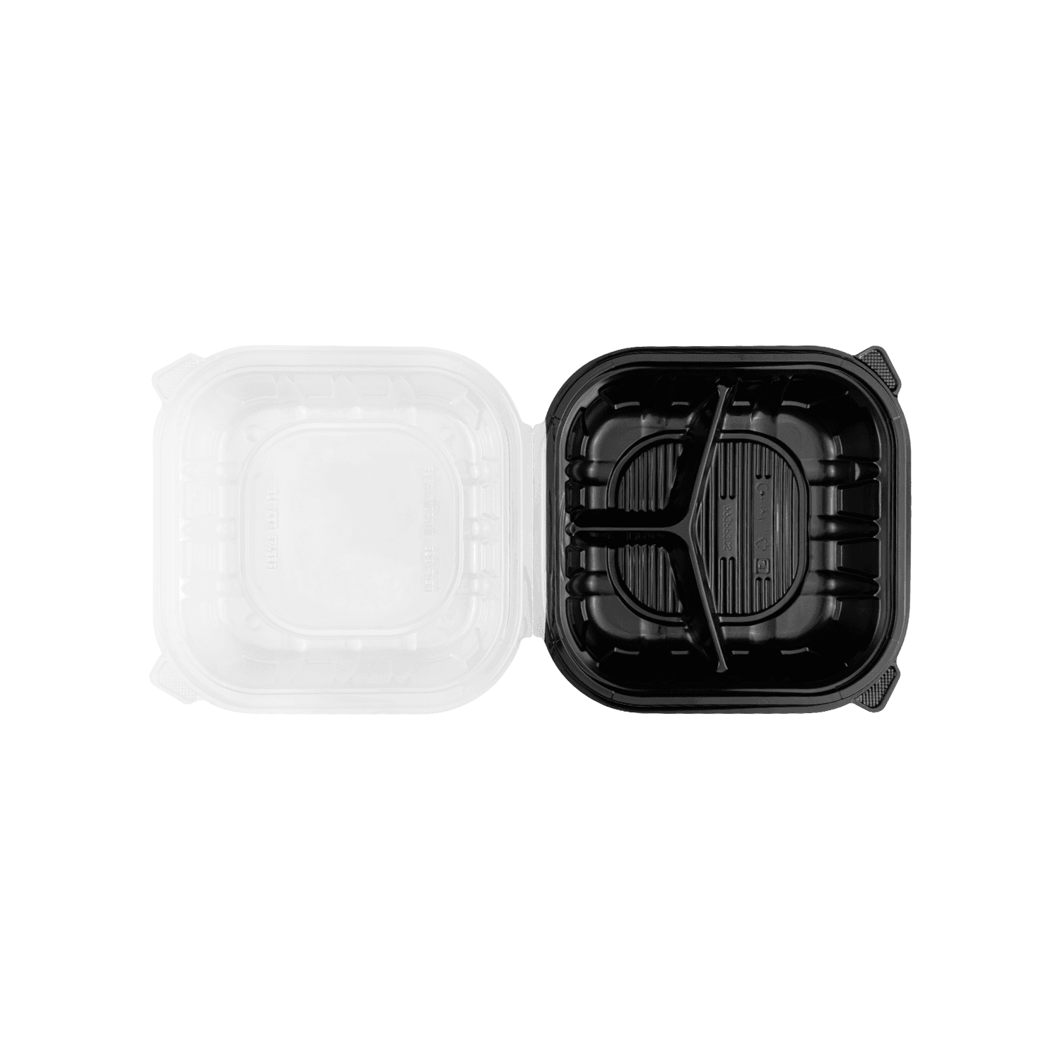 Karat 9"x 9" Premium PP Hinged Container with 3 compartments