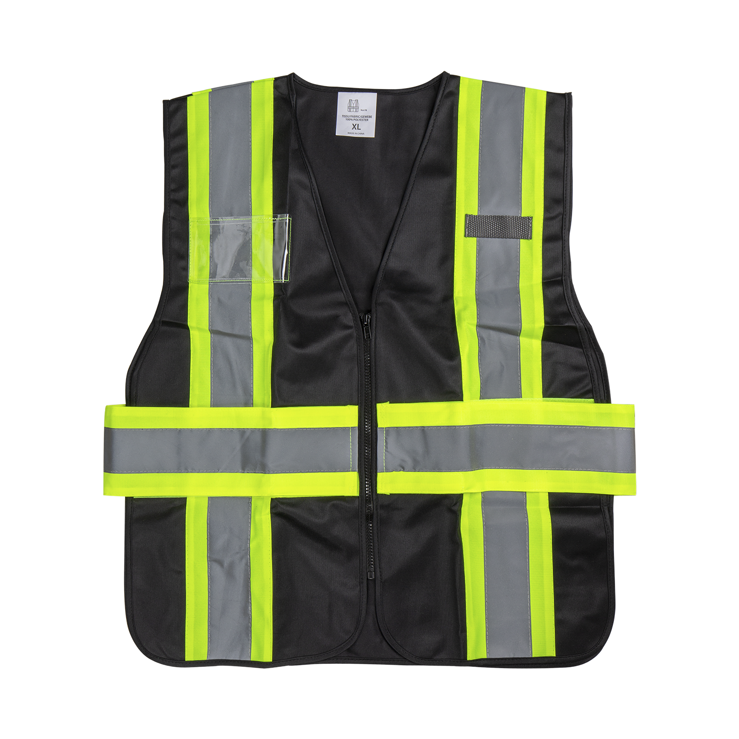 High Visibility Reflective Safety Vest with Zipper Fastening Black LollicupStore
