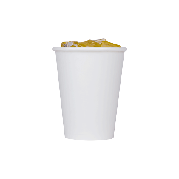 White Karat 9oz Paper Cold Cup (75mm) with ice