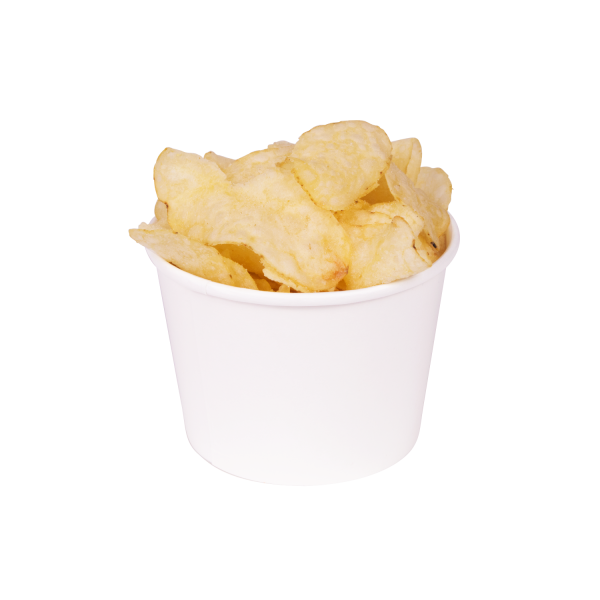 White Karat 12oz Food Containers with chips