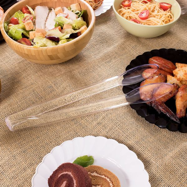 Clear Plastic Serving Tong beside food