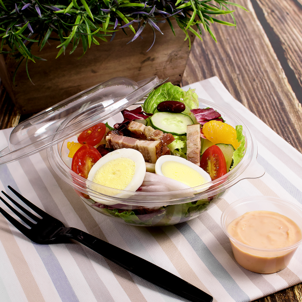 50 ct.160 oz. Disposable Plastic Salad Bowls & Lids Storage