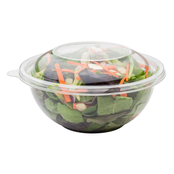 MT Products 32 oz Clear PET Plastic Salad Container with Lid