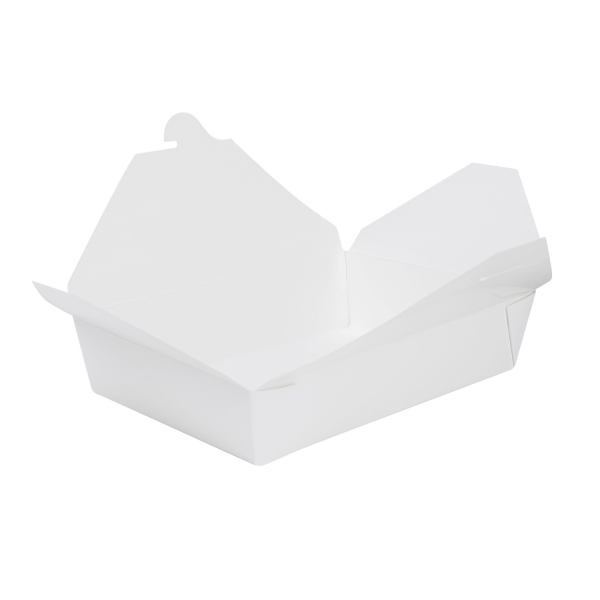 White Karat 54 fl oz Fold-To-Go Box open