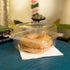 Clear Karat 6''x6'' PET Plastic Hinged Containers with bagel inside