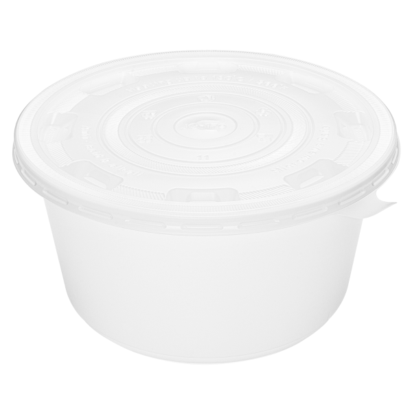 White Karat 48oz PP Injection Molding Bowl with matching lid