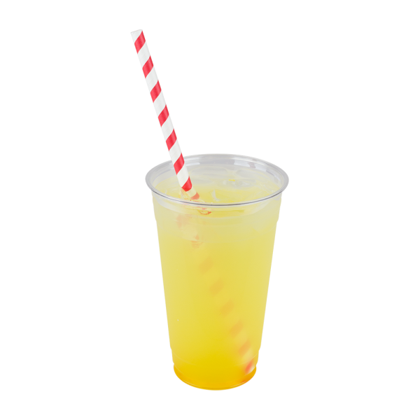 Red & White Karat Earth 10.25" Giant Paper Spiral Straw (7mm) Paper Wrapped with yellow drink in clear cup