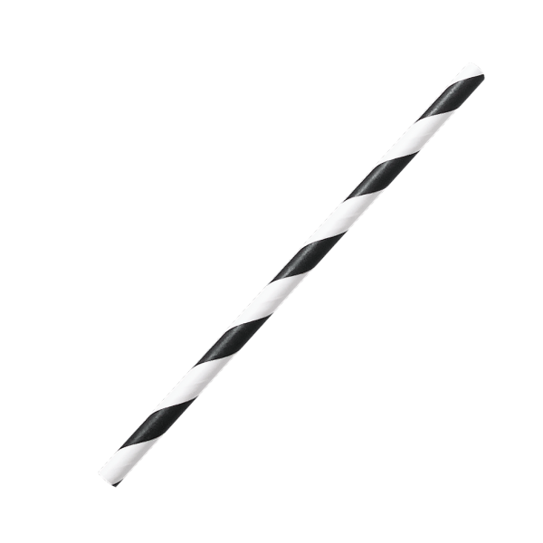 Karat Earth 5.25" Stir Paper Straw (5mm) Unwrapped, Black Spiral - 2,000 pcs