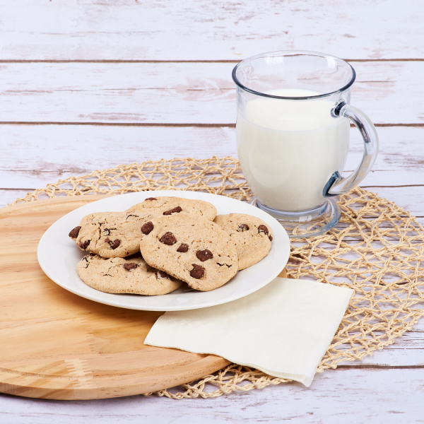 Ivory Karat 9.5"x9.5" Beverage Napkins with cookies and milk