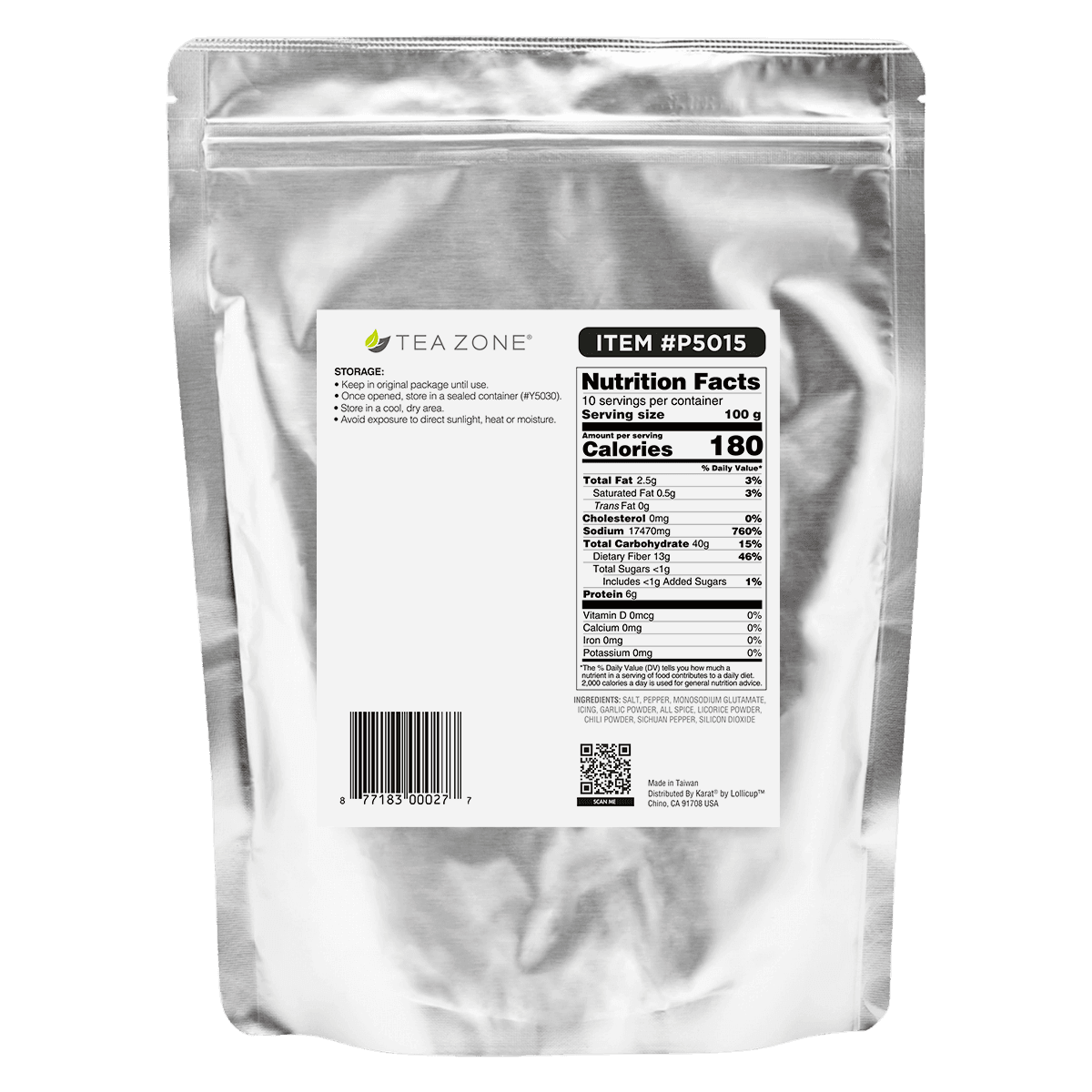 Tea Zone Seasoning Powder - Pepper, Salt, & Herbal Spices - Bag (2.2 lbs)