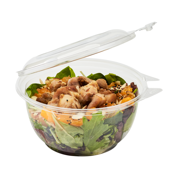 Karat 24 oz Round PET Plastic Salad Bowls with Lids - 300 pcs
