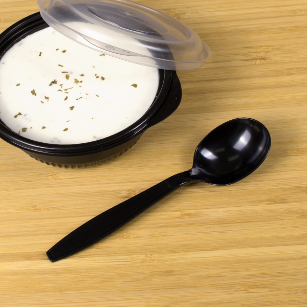 Luxury Heavy Weight Ind. Wrapped Polystyrene Spoons, Black