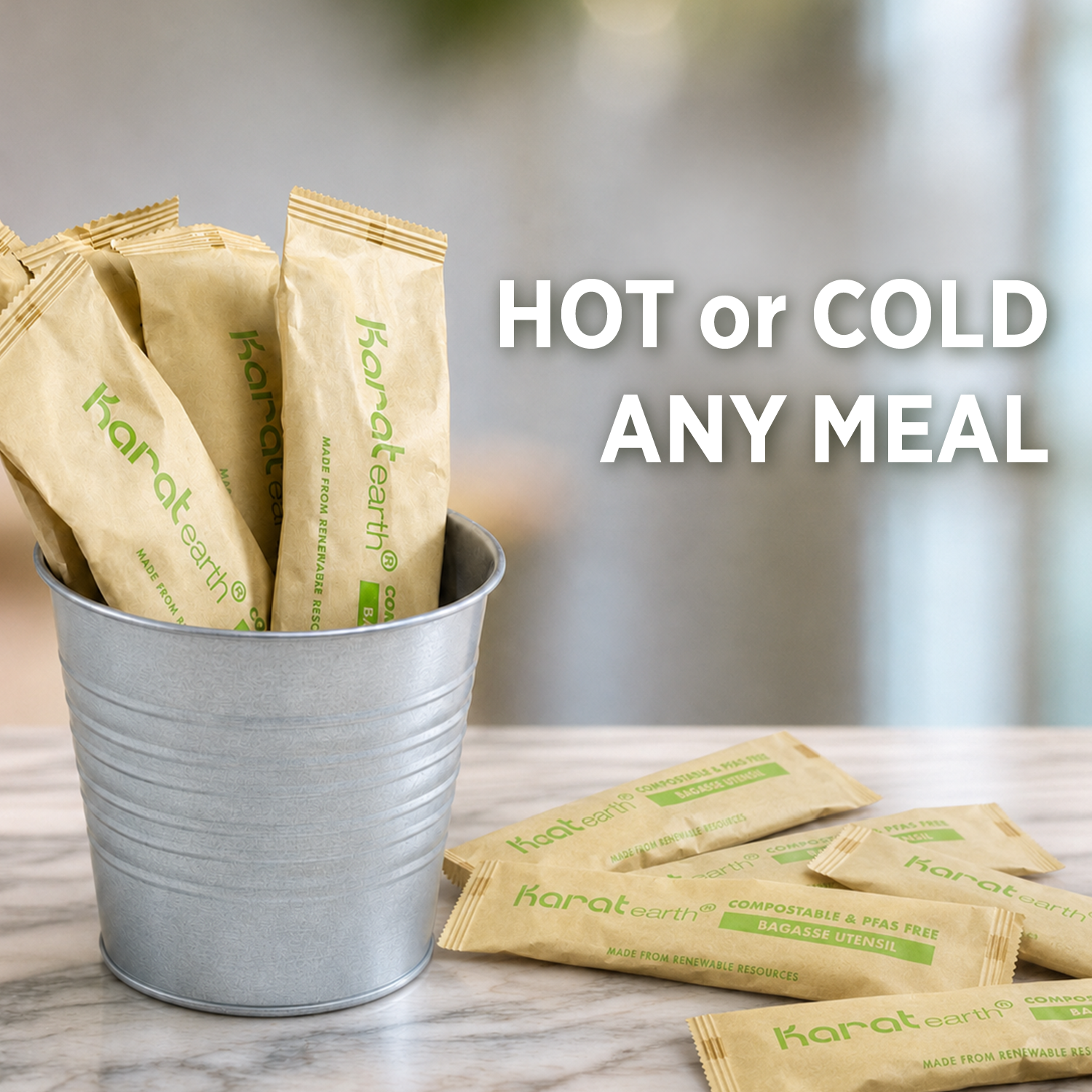 Karat Earth PFAS Free Bagasse Cutlery Kits (Knife, Fork, Soup Spoon, 2-ply Napkin), Paper Wrapped - 250 sets