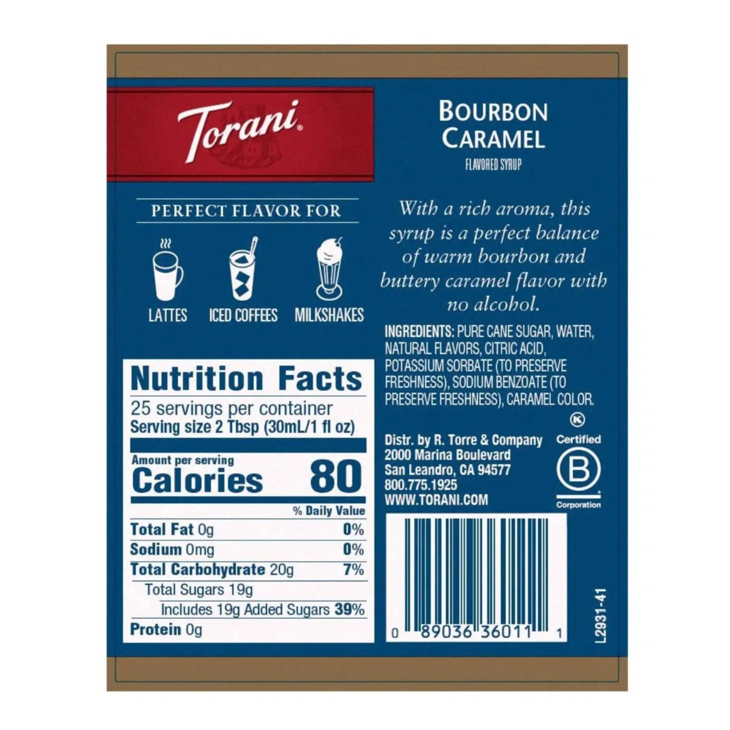 Torani Bourbon Caramel - Bottle (750 mL)