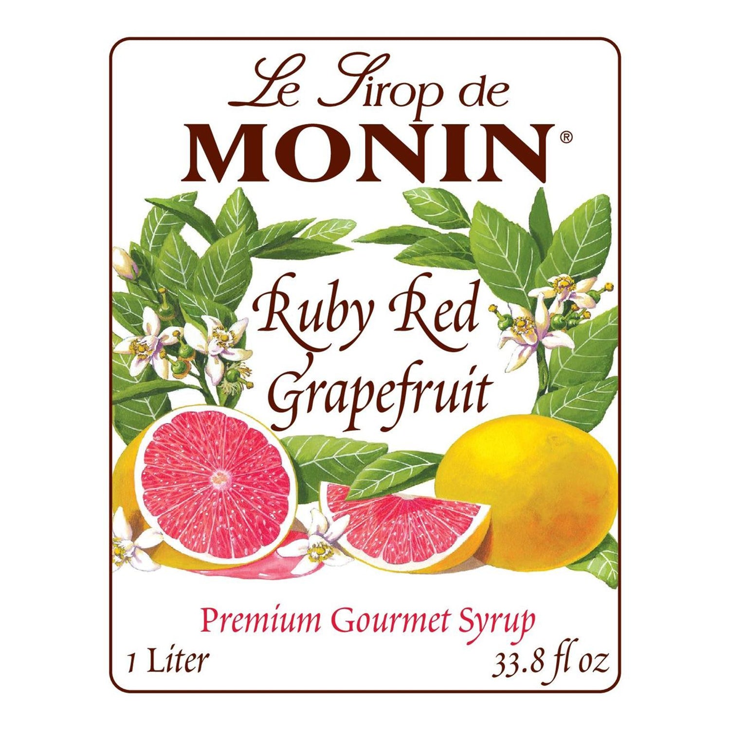 Monin Ruby Red Grapefruit Syrup - Bottle (1L)