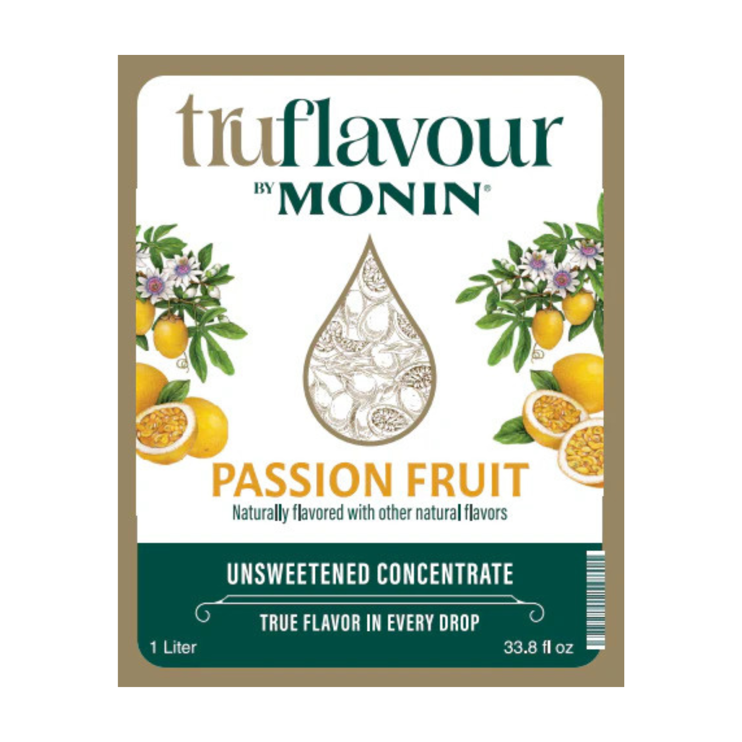 Monin TruFlavour Unsweetened Passion Fruit Concentrate - Bottle (1.0 L)