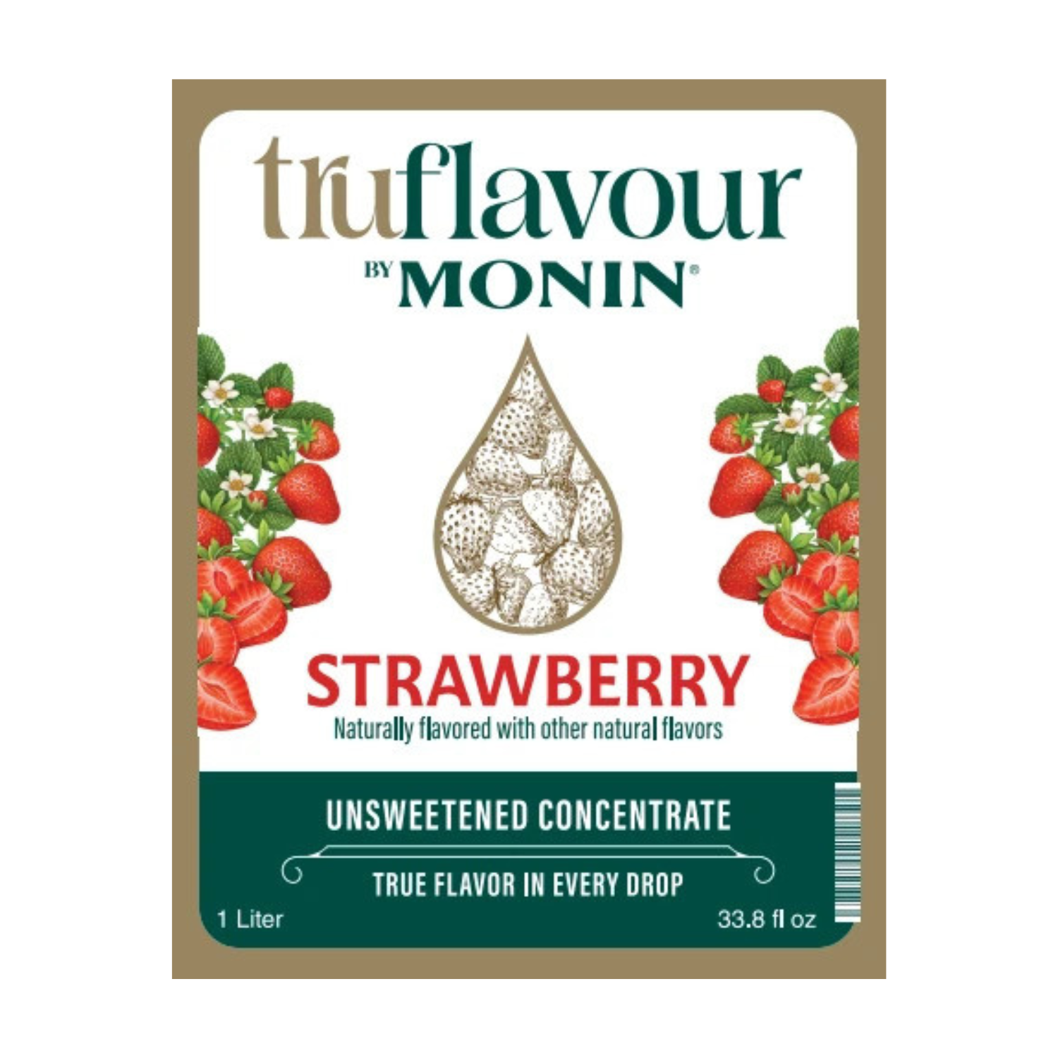 Monin TruFlavour Unsweetened Strawberry Concentrate - Bottle (1.0 L)