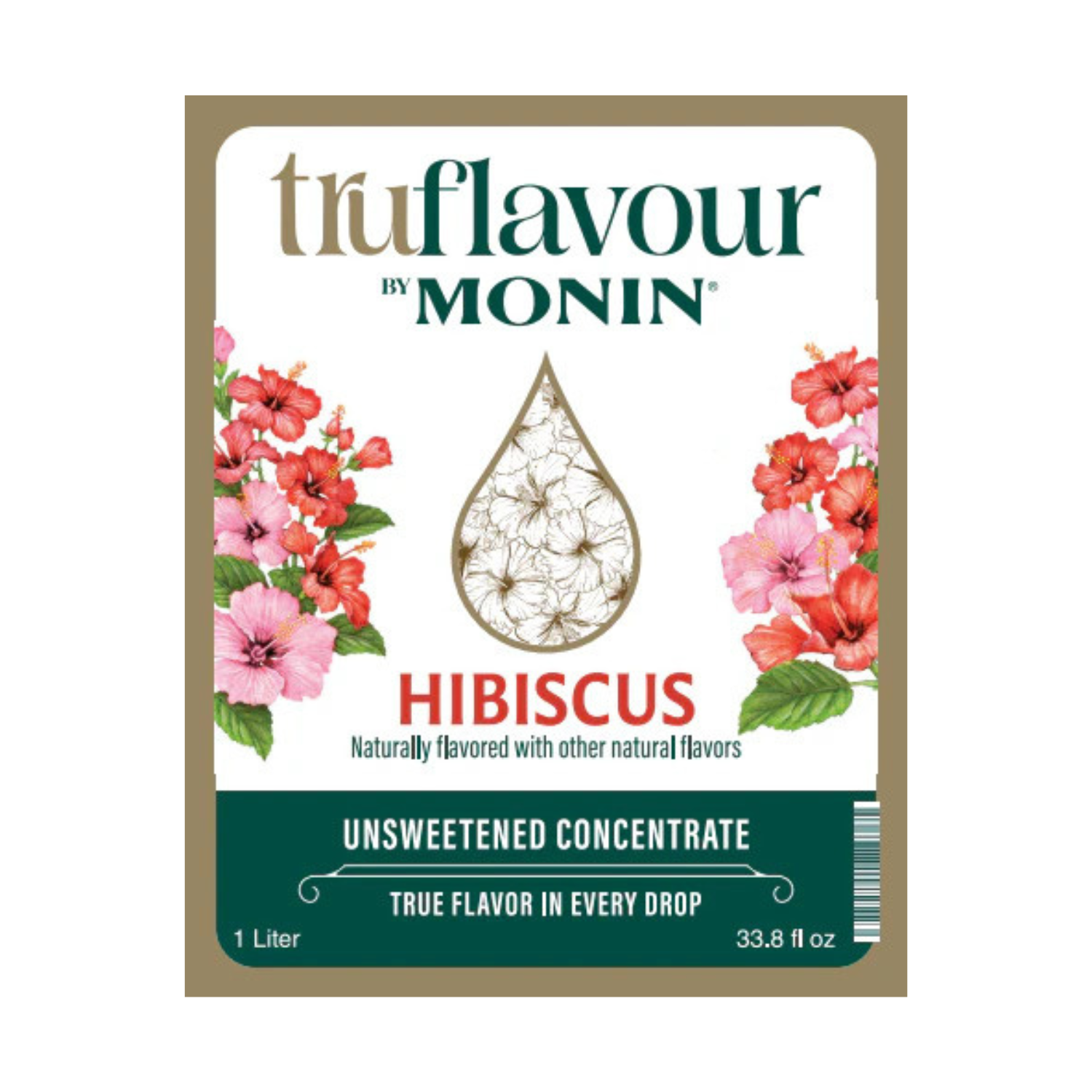 Monin TruFlavour Unsweetened Hibiscus Concentrate - Bottle (1.0 L)