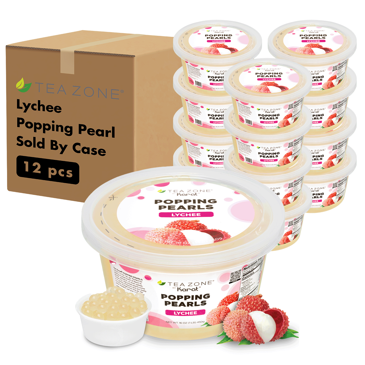 [12 Jars] Lychee Popping Pearls (1 lb each)