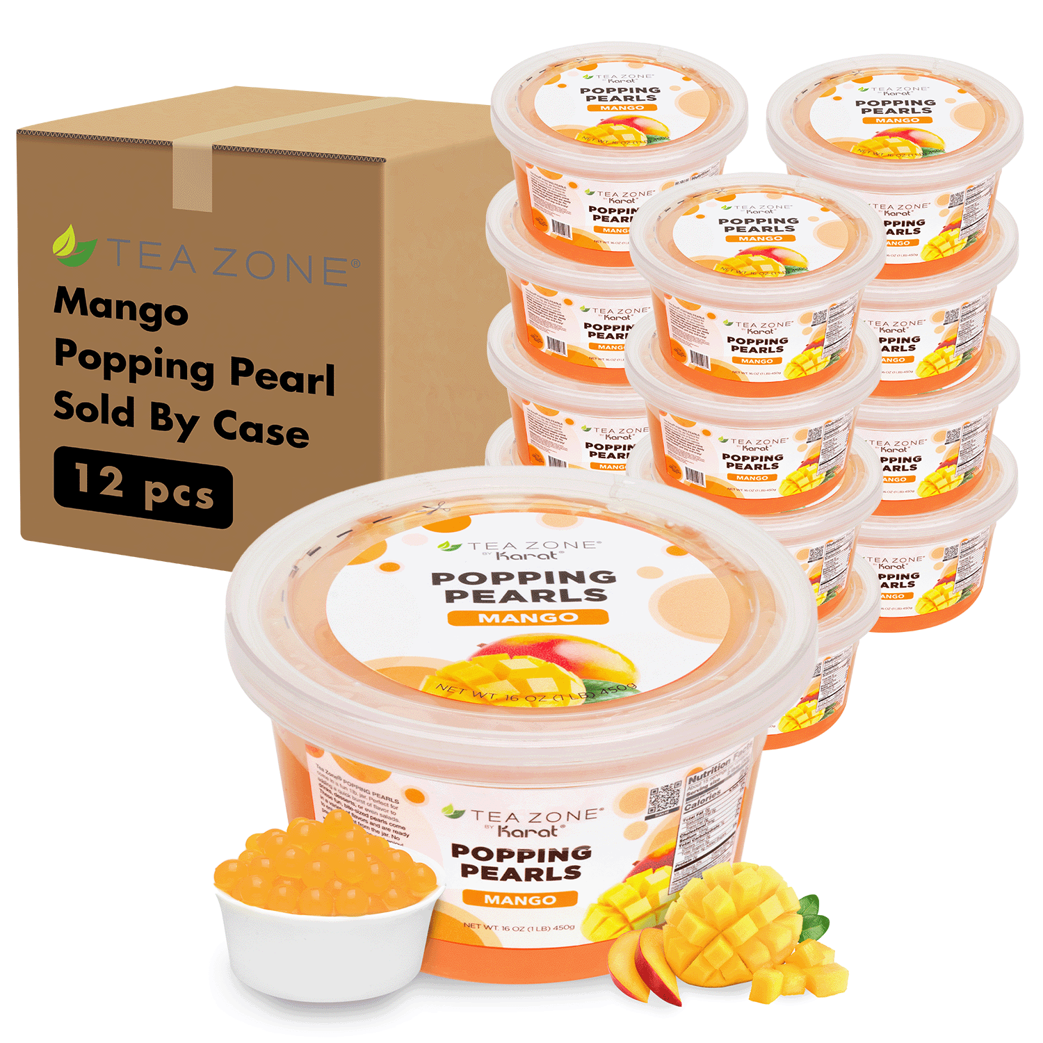 [12 Jars] Mango Popping Pearls (1 lb each)