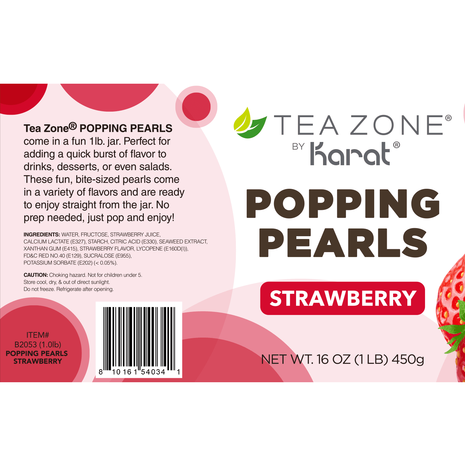 Strawberry Popping Pearls - Jar (1 lb)