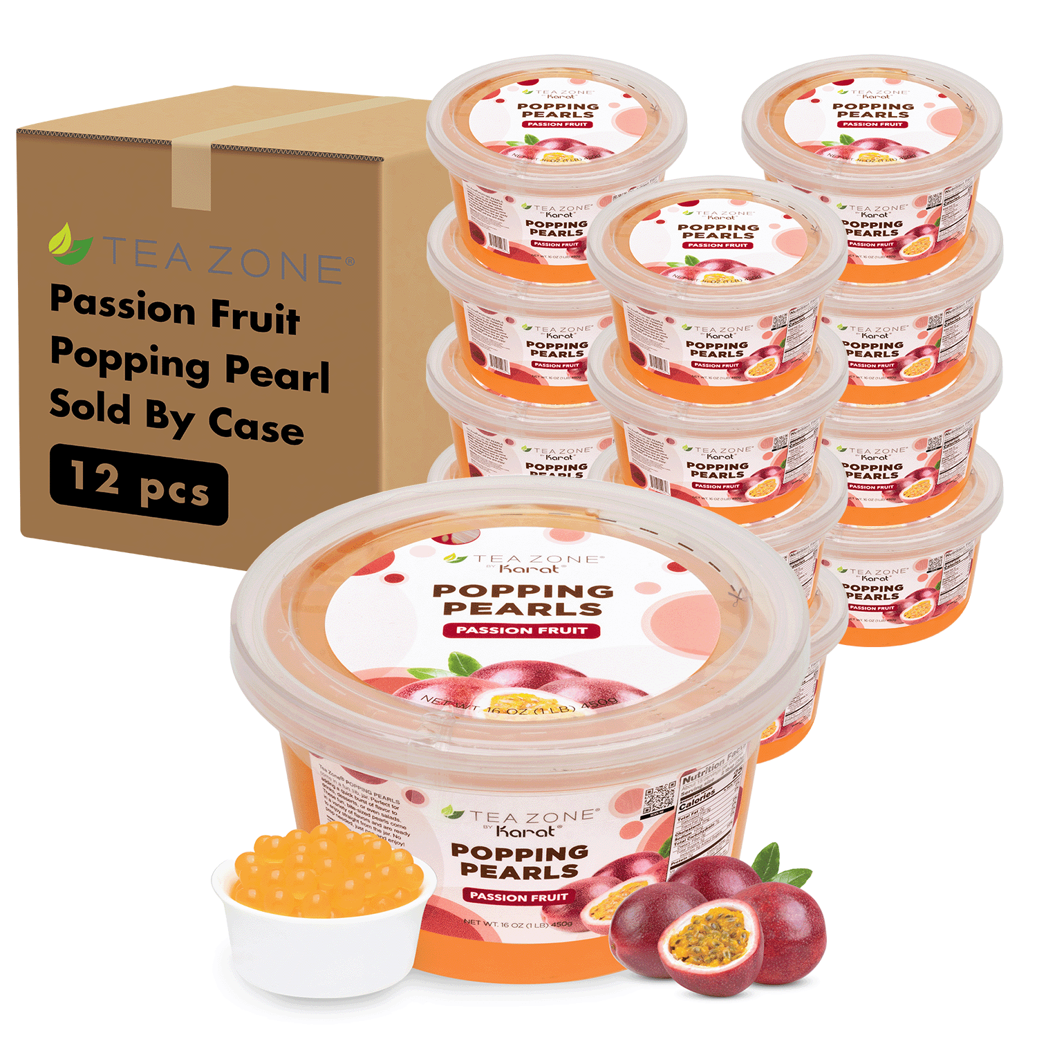 [12 Jars] Passion Fruit Popping Pearls (1 lb each)