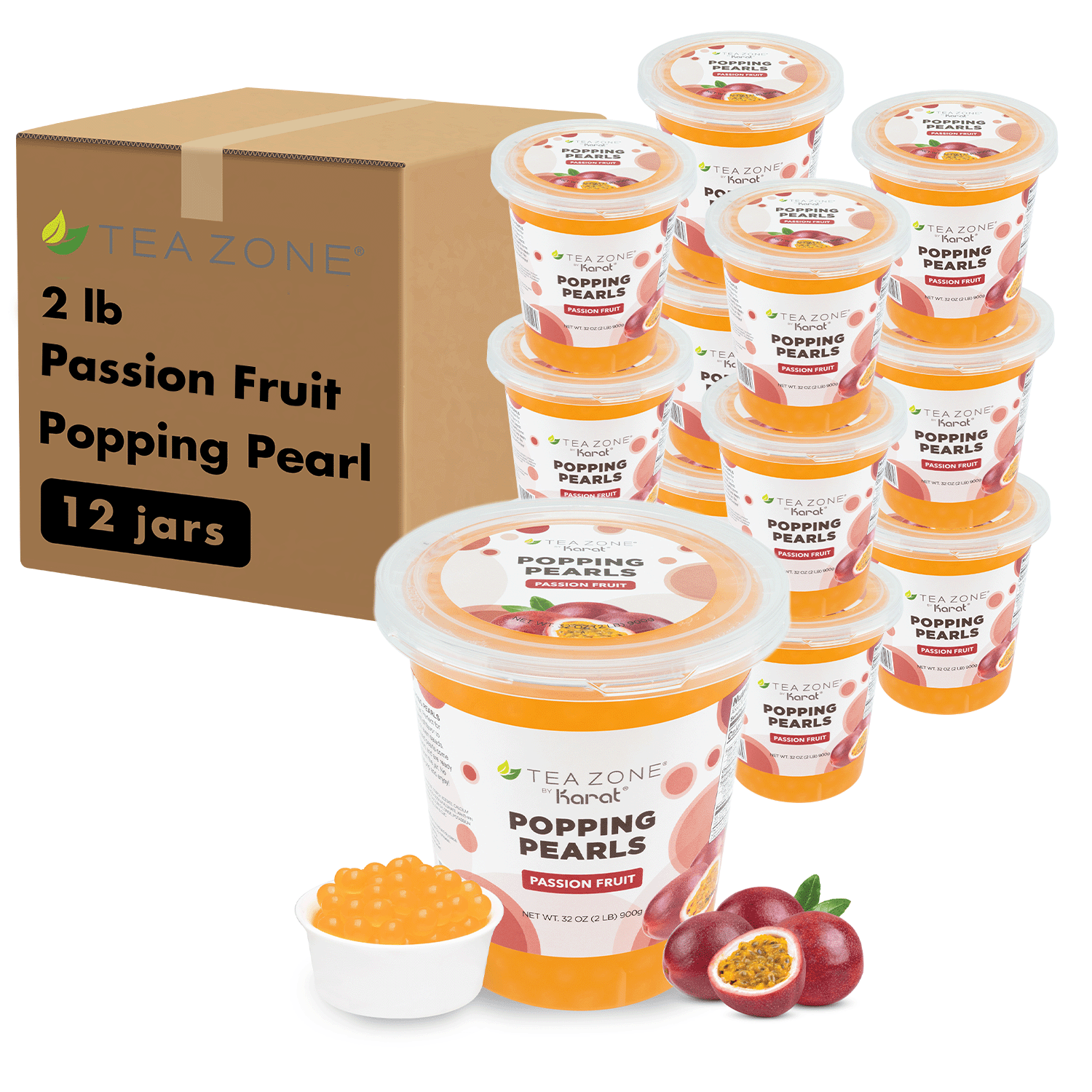 [12 Jars] Passion Fruit Popping Pearls (2 lb each)