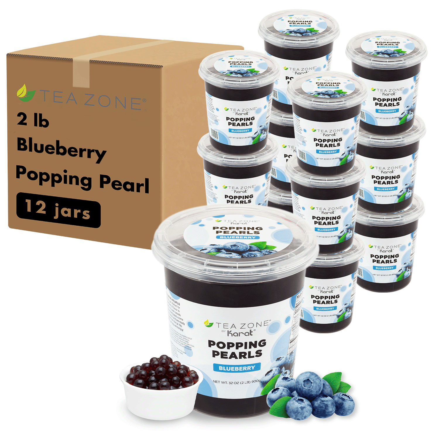 [12 Jars] Blueberry Popping Pearls (2 lb each)