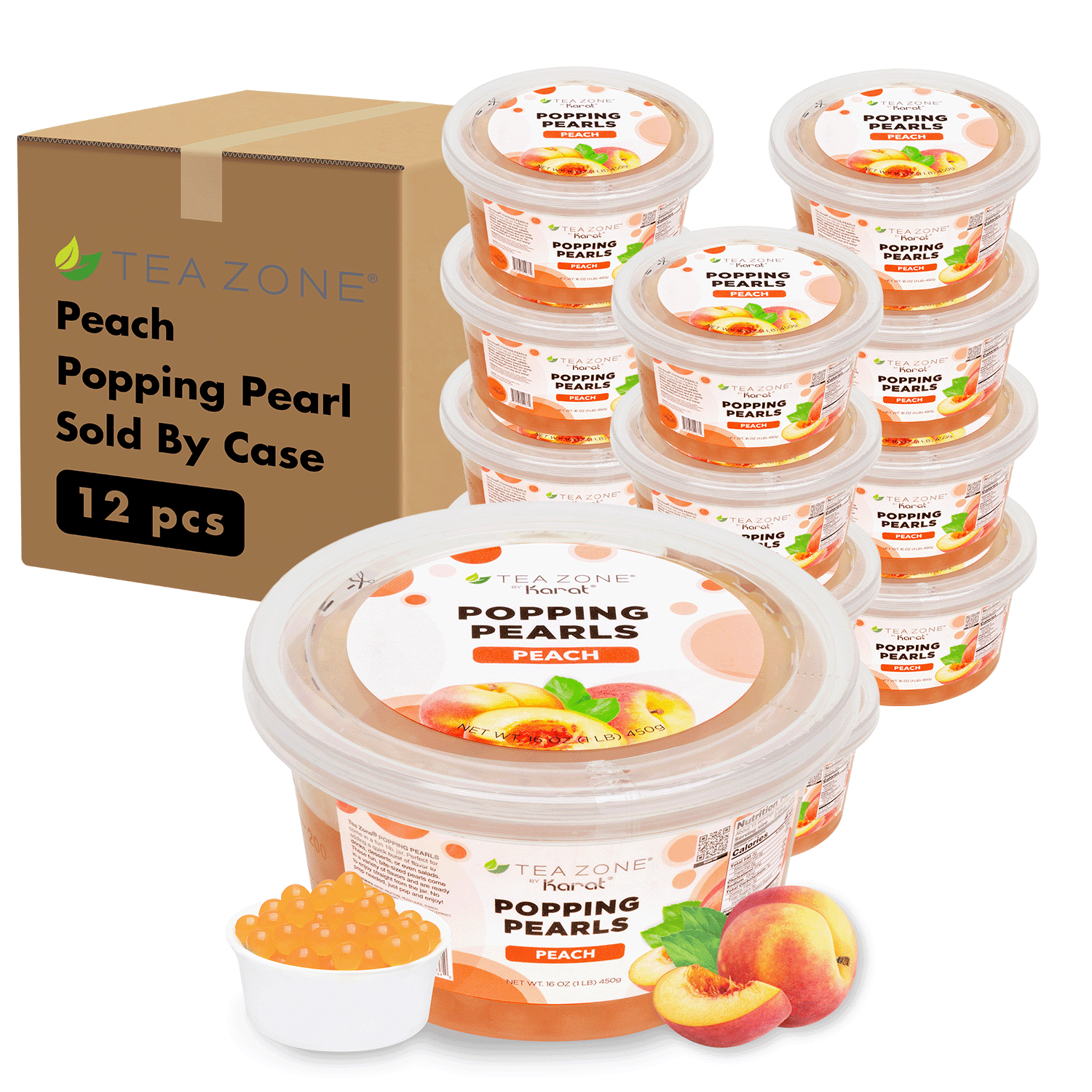 [12 Jars] Peach Popping Pearls (1 lb each)