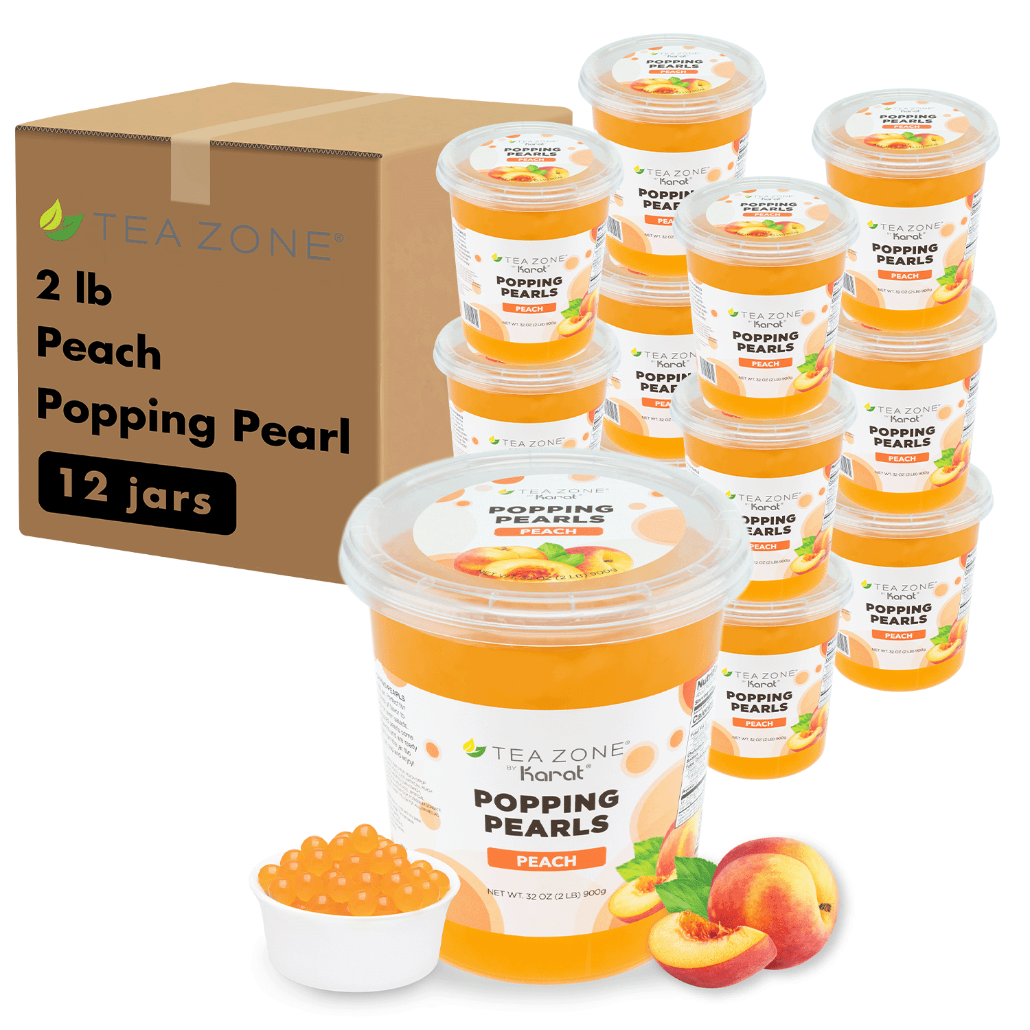 [12 Jars] Peach Popping Pearls (2 lb each)
