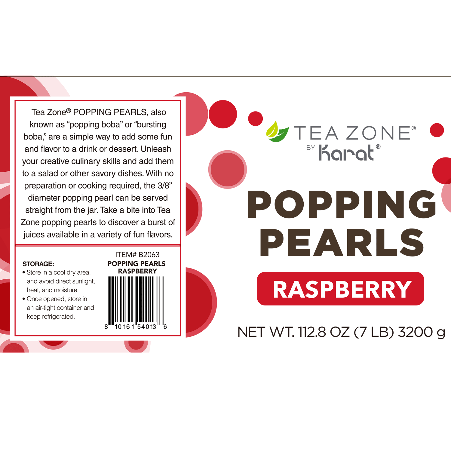 Tea Zone Raspberry Popping Pearls - Jar (7 lbs)