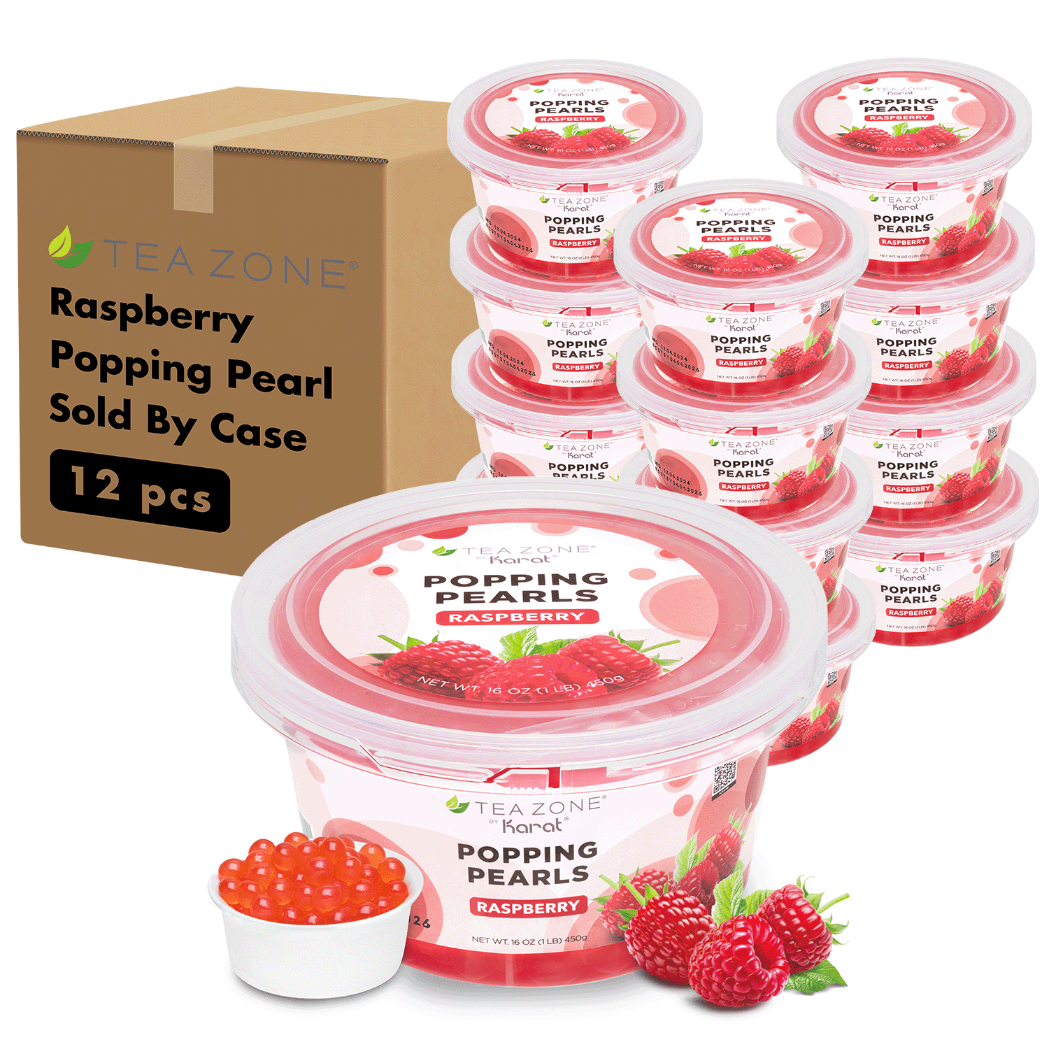 [12 Jars] Raspberry Popping Pearls (1 lb each)