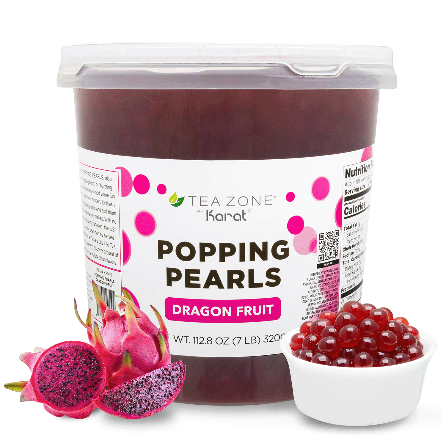 Tea Zone Dragon Fruit Popping Pearls - Jar (7 lbs)