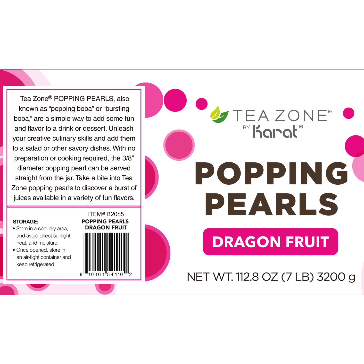 Tea Zone Dragon Fruit Popping Pearls - Jar (7 lbs)