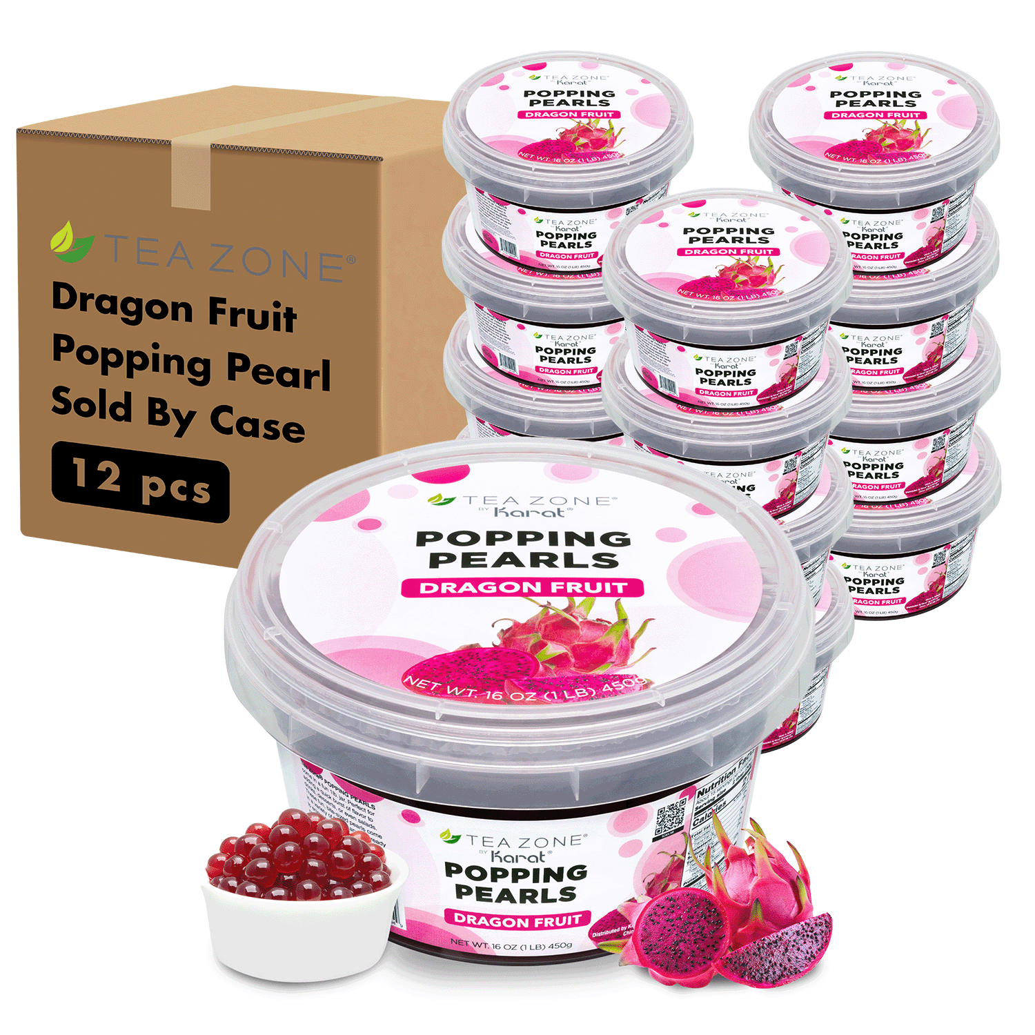 [12 Jars] Dragon Fruit Popping Pearls (1 lb each)