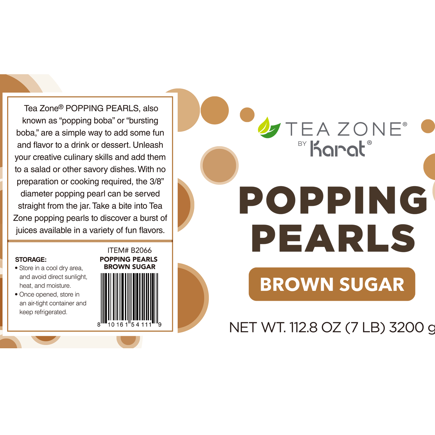 Tea Zone Brown Sugar Popping Pearls - Jar (7 lbs)