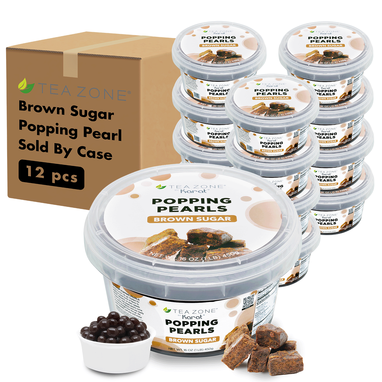[12 Jars] Brown Sugar Popping Pearls (1 lb each)