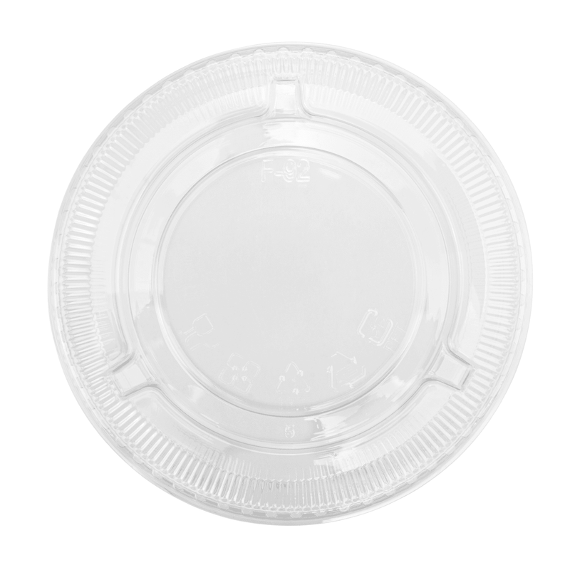 Karat 92mm PET Plastic Flat Lids with no holes from above