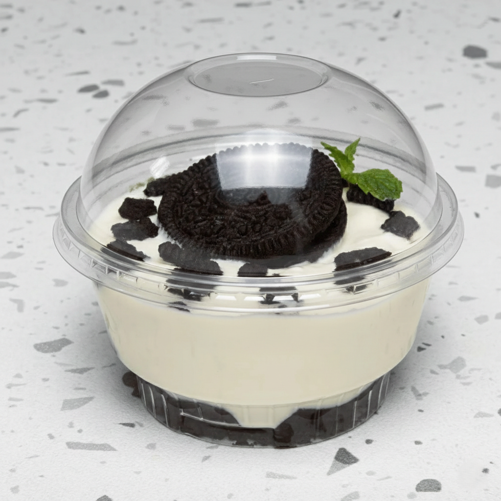 [1,000 pcs] Plastic Dome Cup Lids | No Hole | PET | 92 mm | Clear