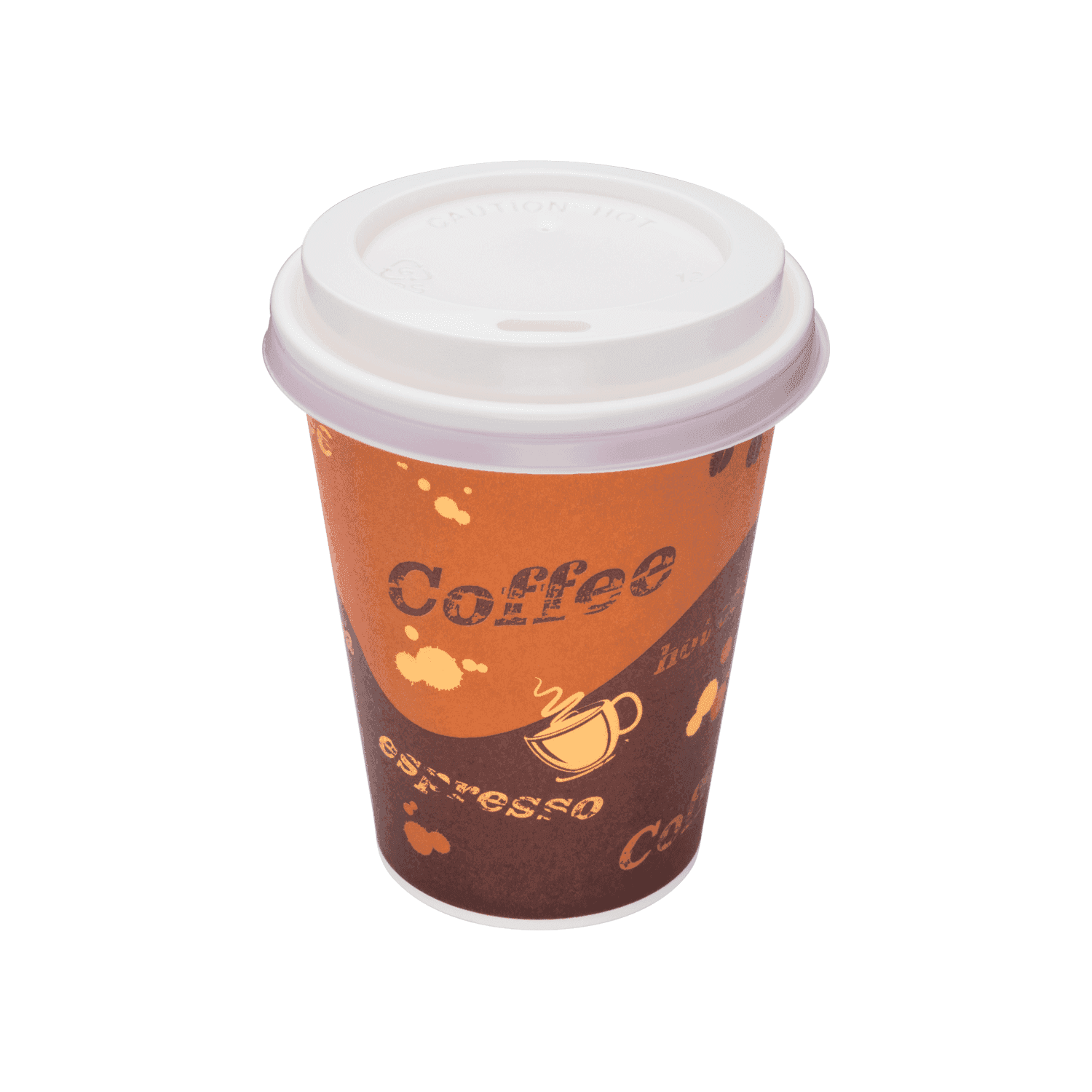 Coffee Print Karat 8oz Paper Hot Cup with white sipper lid